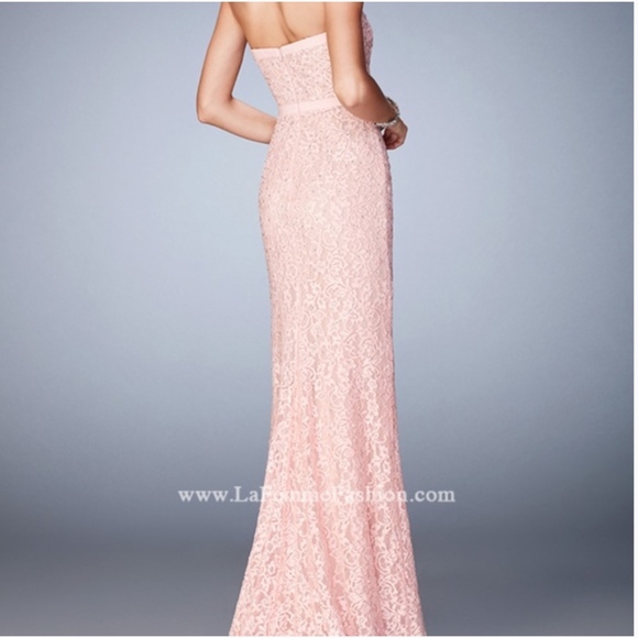 NWT: La Femme Strapless Lace Dress - Picture 2 of 3